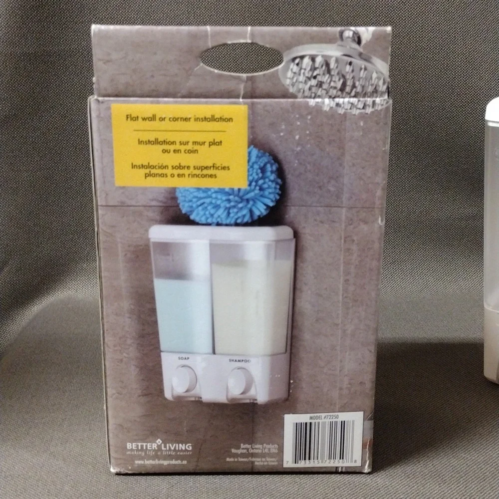 Clear shower dispenser for 2 products